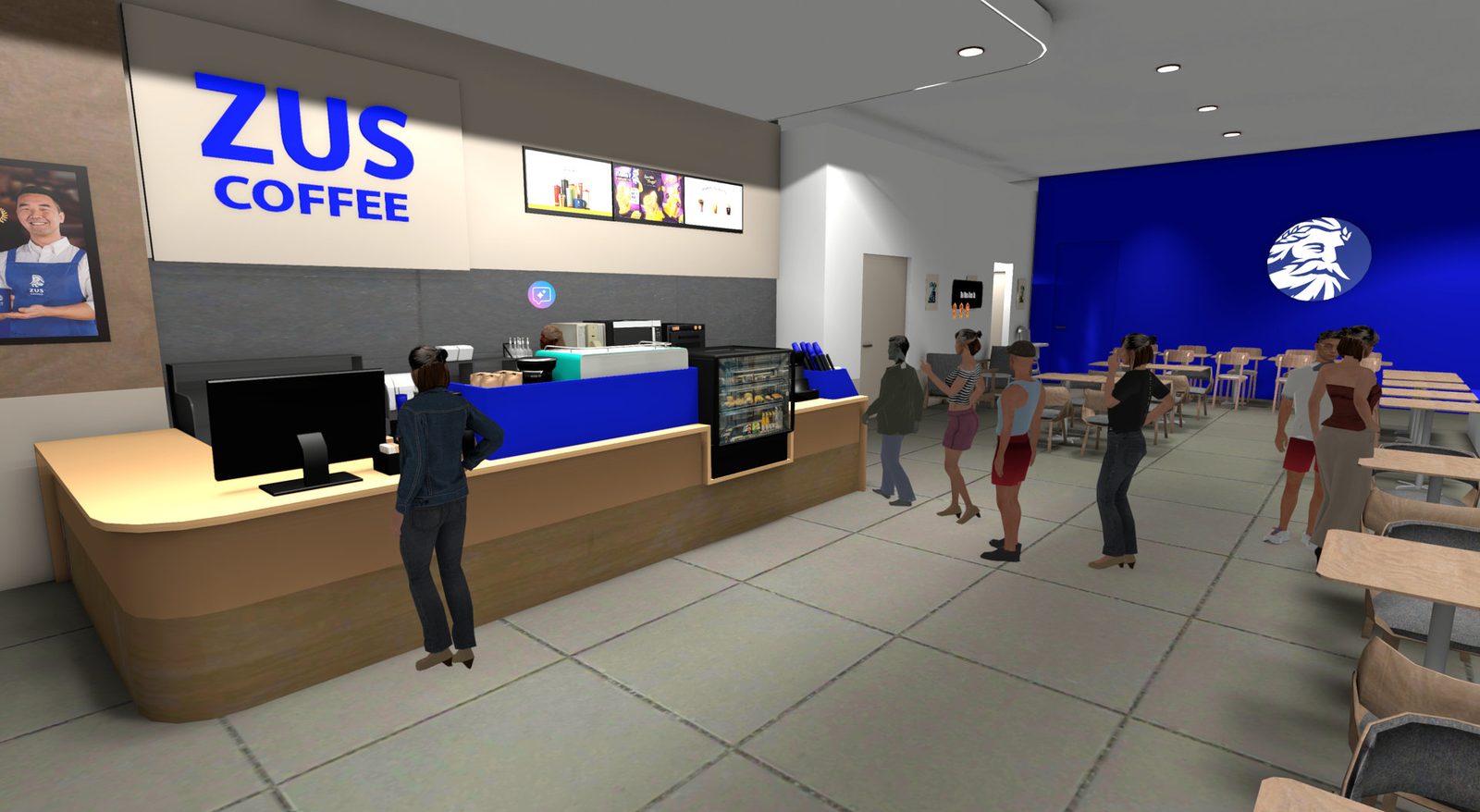 The ZUS Coffee interior in Yooca with players at the counter